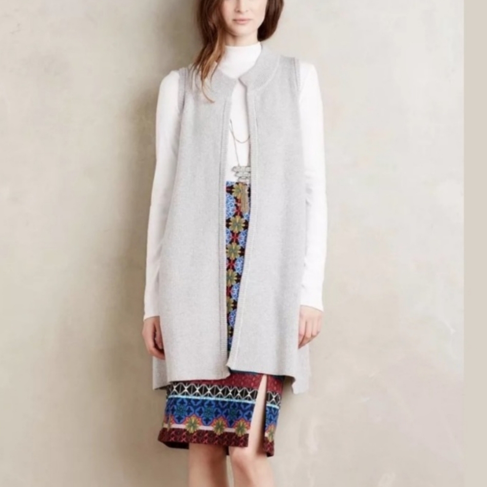 🔥🔥Anthropologie Moth Sleeveless Wool blend open cardigan Sweater S